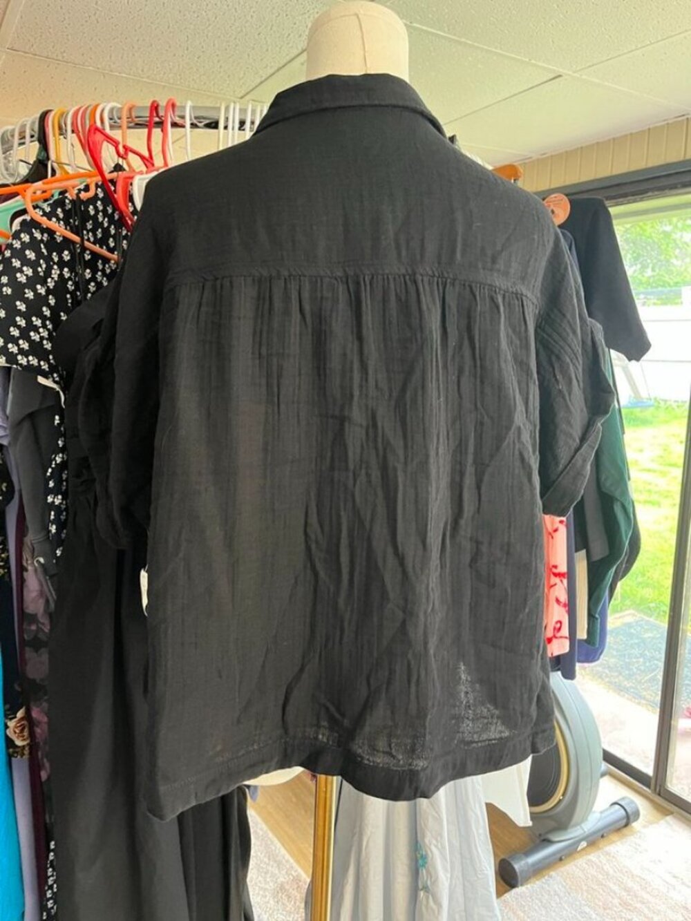 Old Navy Black Gauze Dolman Sleeve Button Front Blouse Large NWT - Picture 11 of 12